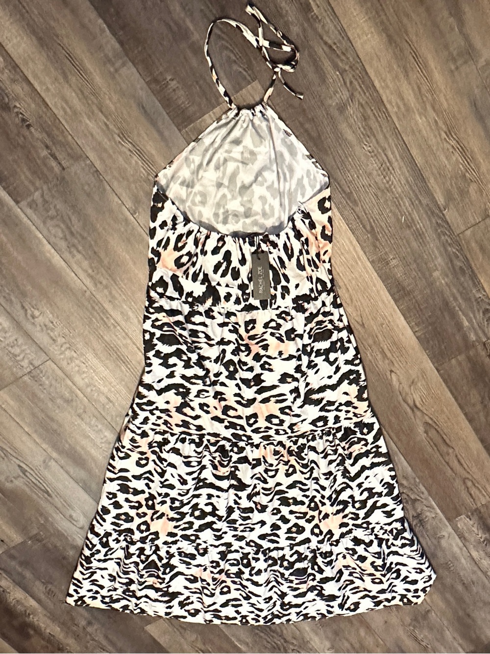 Rachel Zoe Beige and Black Leopard-Print Halter Midi Dress - Picture 5 of 9